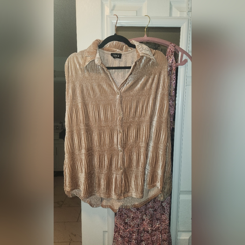 Vici Beige Button Down Shirt